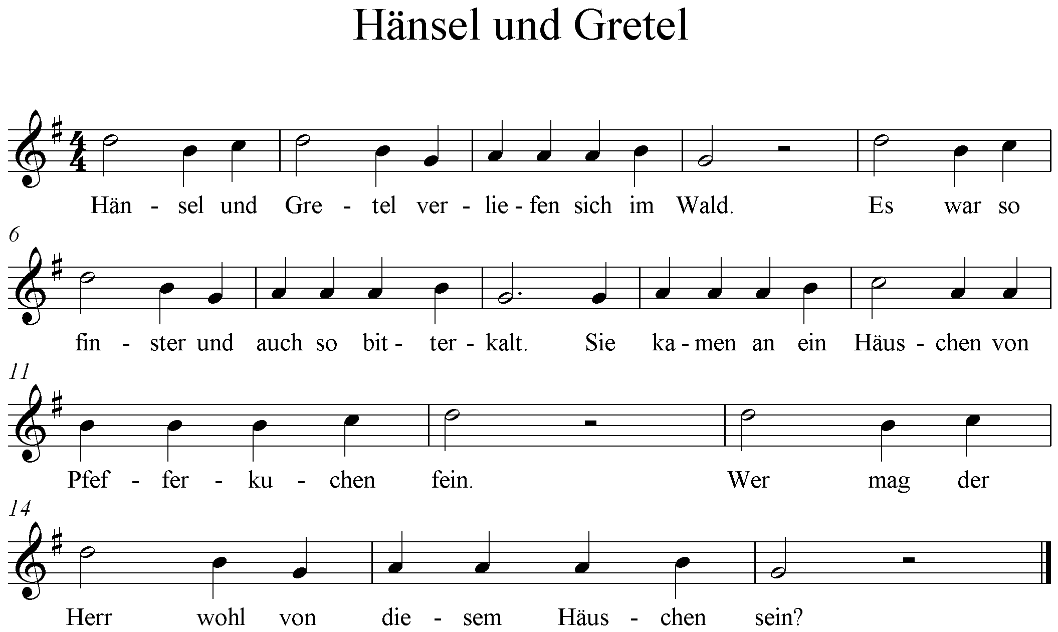 Noten Hänsel und Gretel